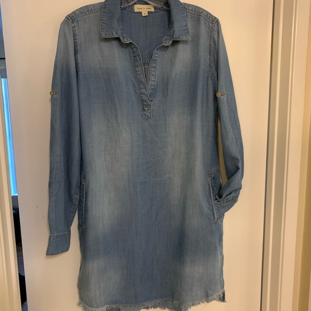 Anthropologie Cloth & Stone Chambray Shirtdress